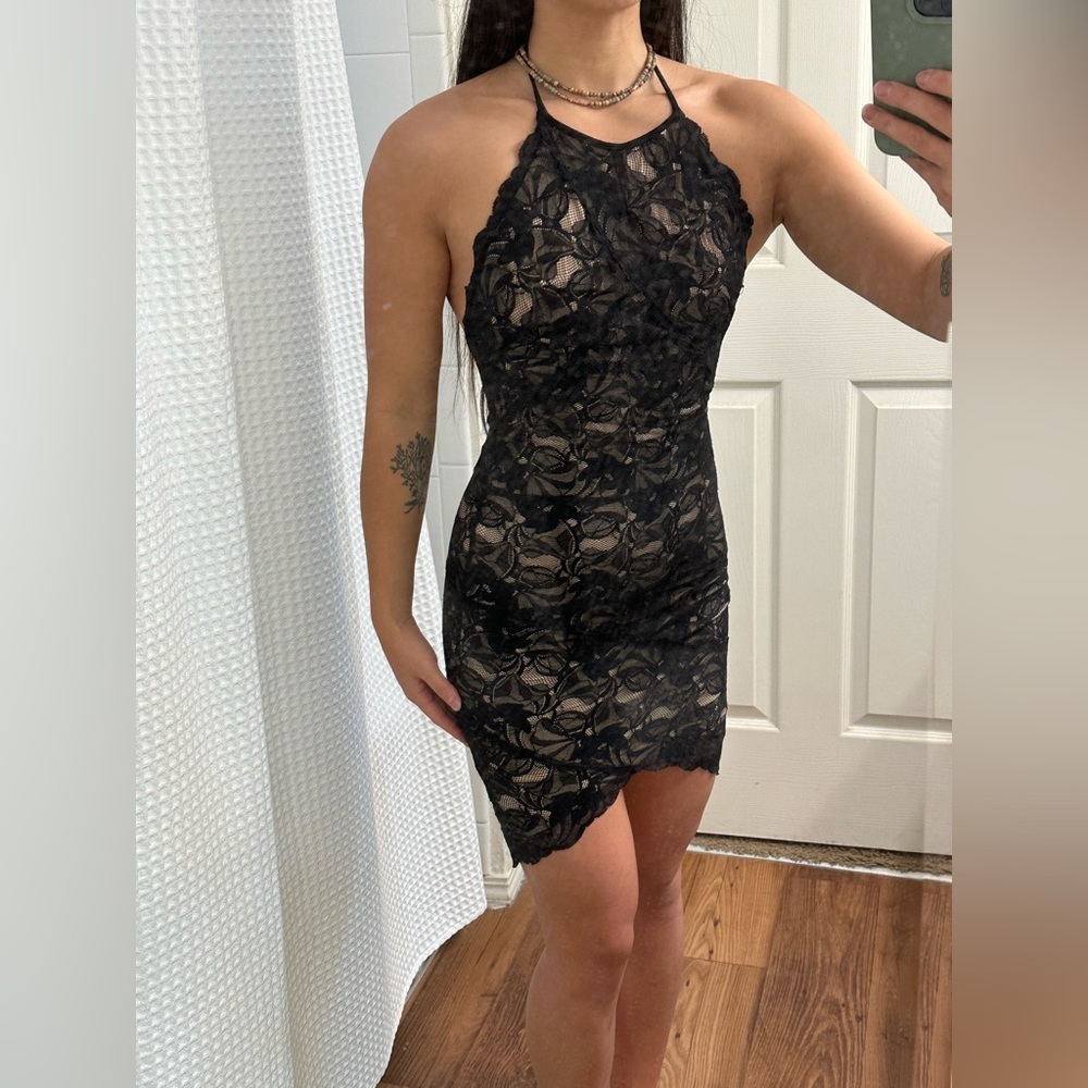 Bebe Lace Open Back Dress